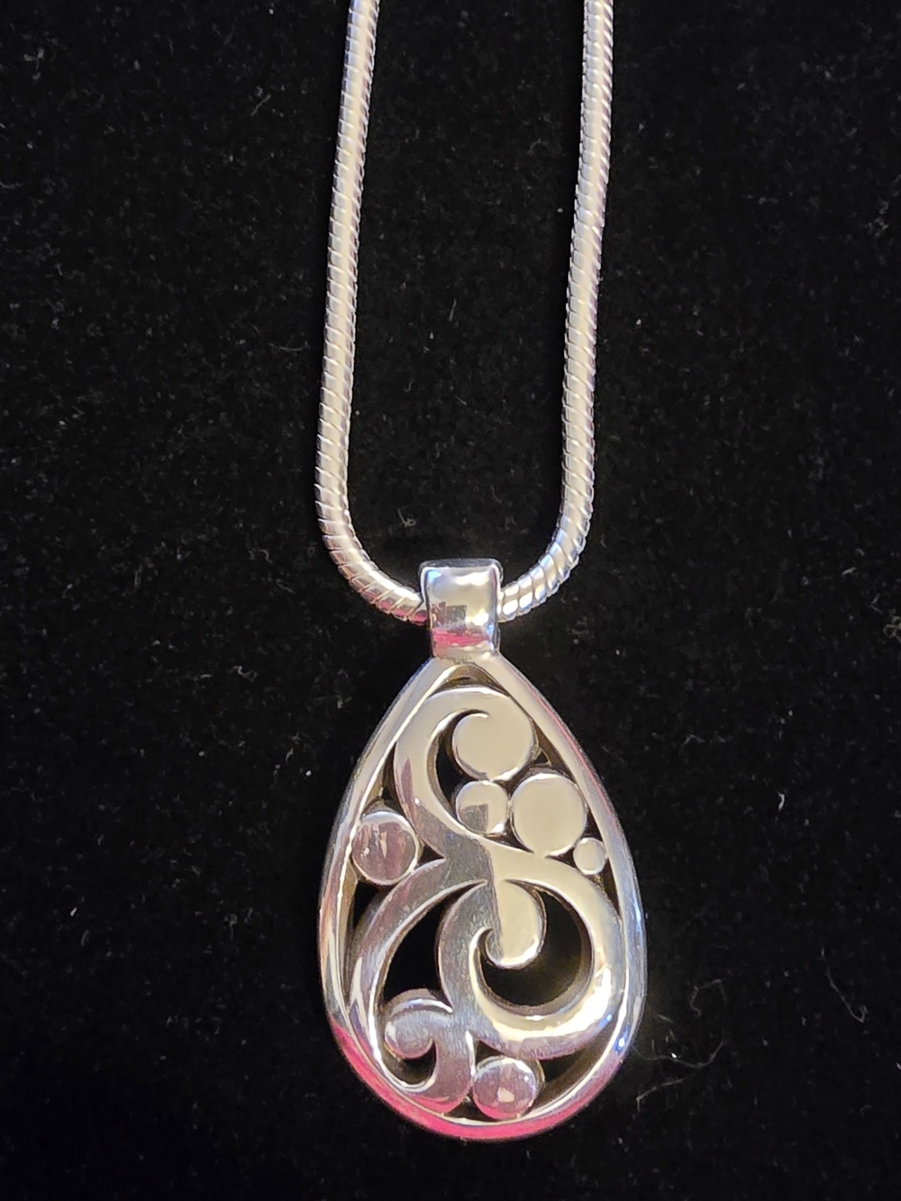 Brighton Silver Filigree Teardrop Pendant Necklace - Silver